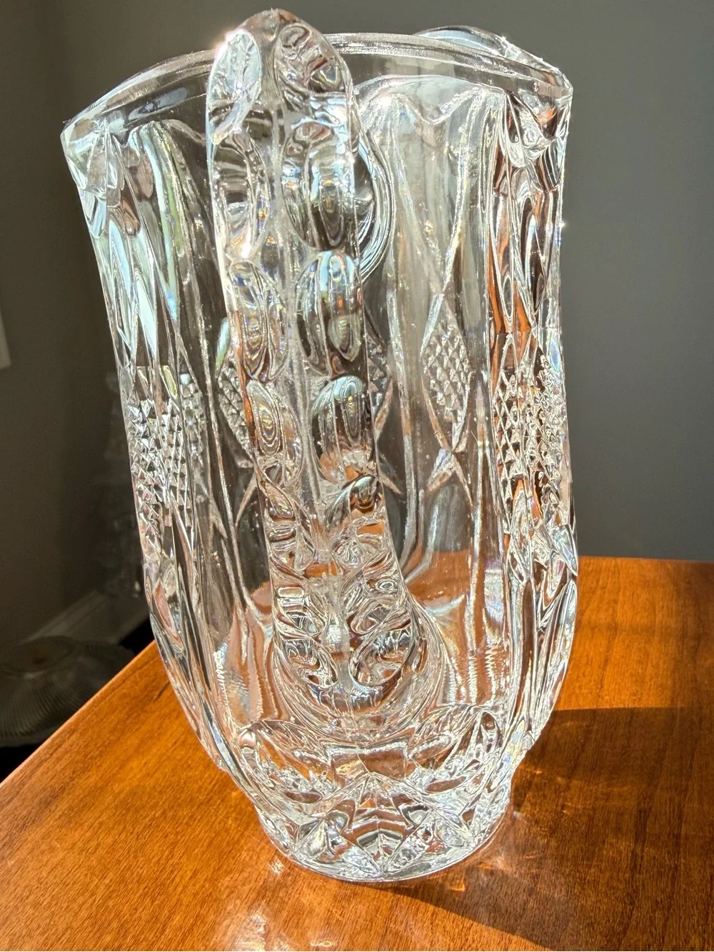 Vintage Cristina West Germany 24% Lead Crystal Pitcher - Diamond Cut
